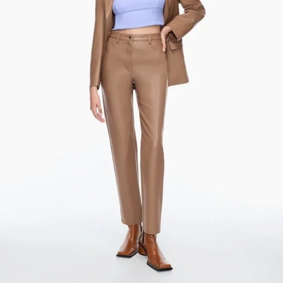 Aritzia Pants - Aritzia Wilfred Melina High Waisted Vegan Leather Pants in Constant Camel 4 Tall